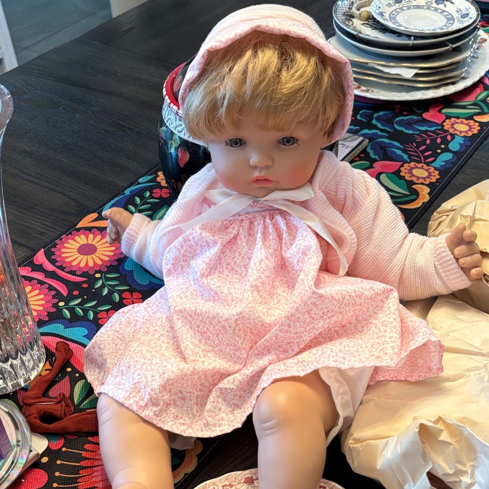 Adorable Pink Baby Doll with Bonnet - not porcelain